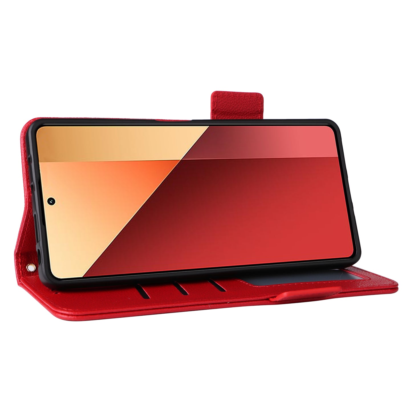 For Xiaomi Redmi Note 13 Pro 4G / Poco M6 Pro 4G Case Wallet Protective Folio Cover - Red