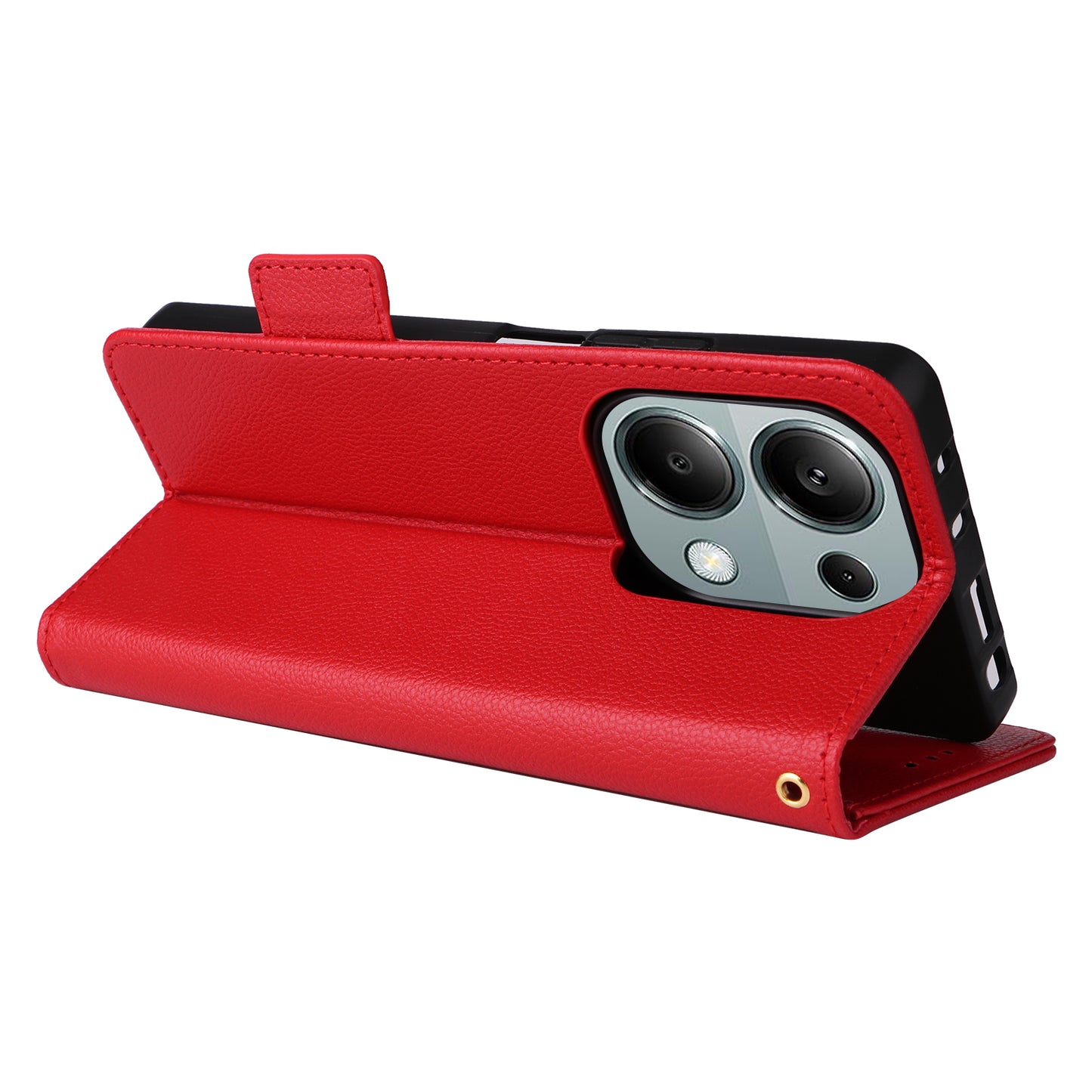 For Xiaomi Redmi Note 13 Pro 4G / Poco M6 Pro 4G Case Wallet Protective Folio Cover - Red