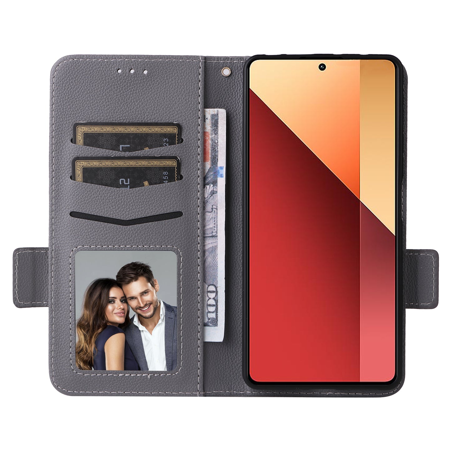 For Xiaomi Redmi Note 13 Pro 4G / Poco M6 Pro 4G Case Wallet Protective Folio Cover - Grey