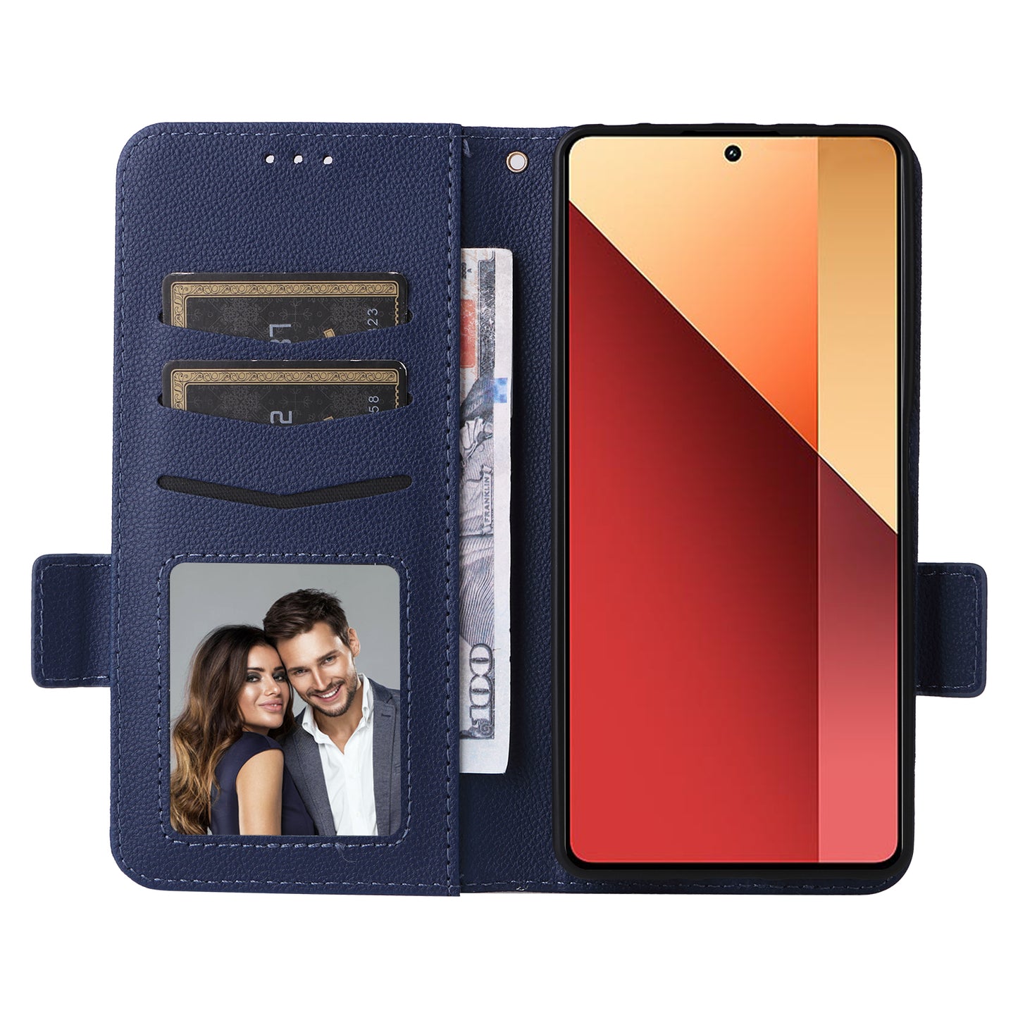 For Xiaomi Redmi Note 13 Pro 4G / Poco M6 Pro 4G Case Wallet Protective Folio Cover - Dark Blue