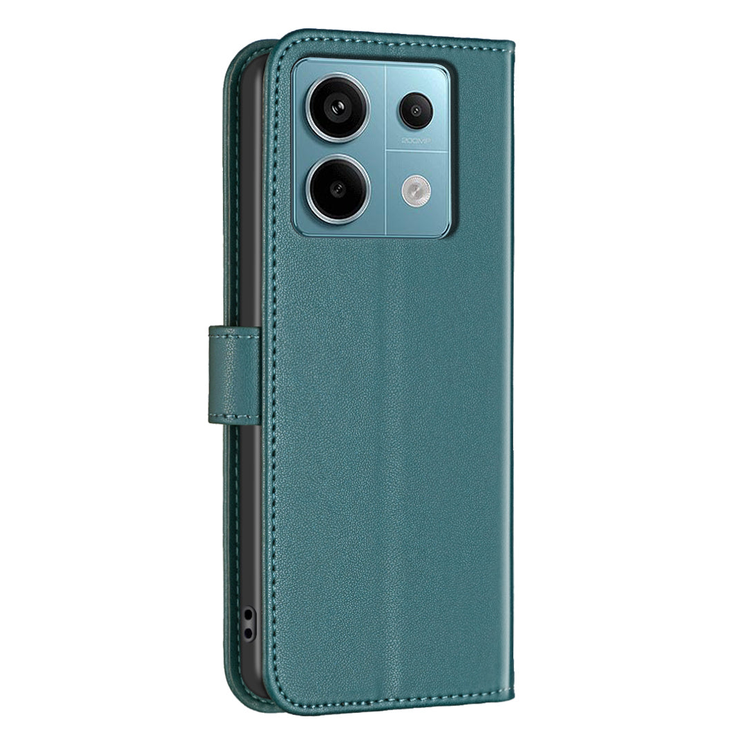 BINFEN COLOR BF17 For Xiaomi Redmi Note 13 Pro 4G / Poco M6 Pro 4G Case Stand Function PU Leather Phone Cover - Green