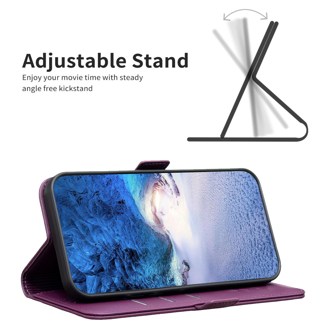 BINFEN COLOR BF31 For Xiaomi Redmi Note 13 Pro 4G / Poco M6 Pro 4G Case PU Leather Folio Phone Cover Wallet - Dark Purple