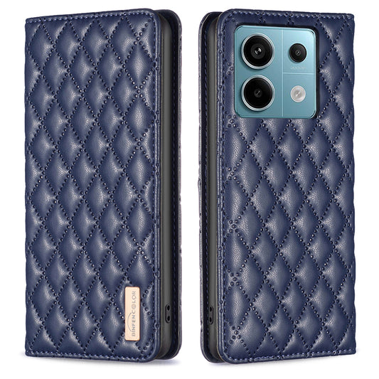 BINFEN COLOR BF Style-16 For Xiaomi Redmi Note 13 Pro 4G / Poco M6 Pro 4G Case Hidden Magnetic Closure Folio Wallet Cover - Blue
