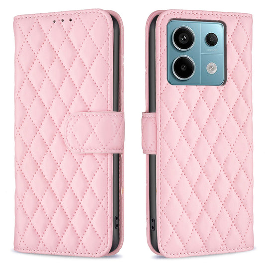 BINFEN COLOR BF Style-14 For Xiaomi Redmi Note 13 Pro 4G / Poco M6 Pro 4G Case Magnetic Protect Leather Phone Cover - Pink