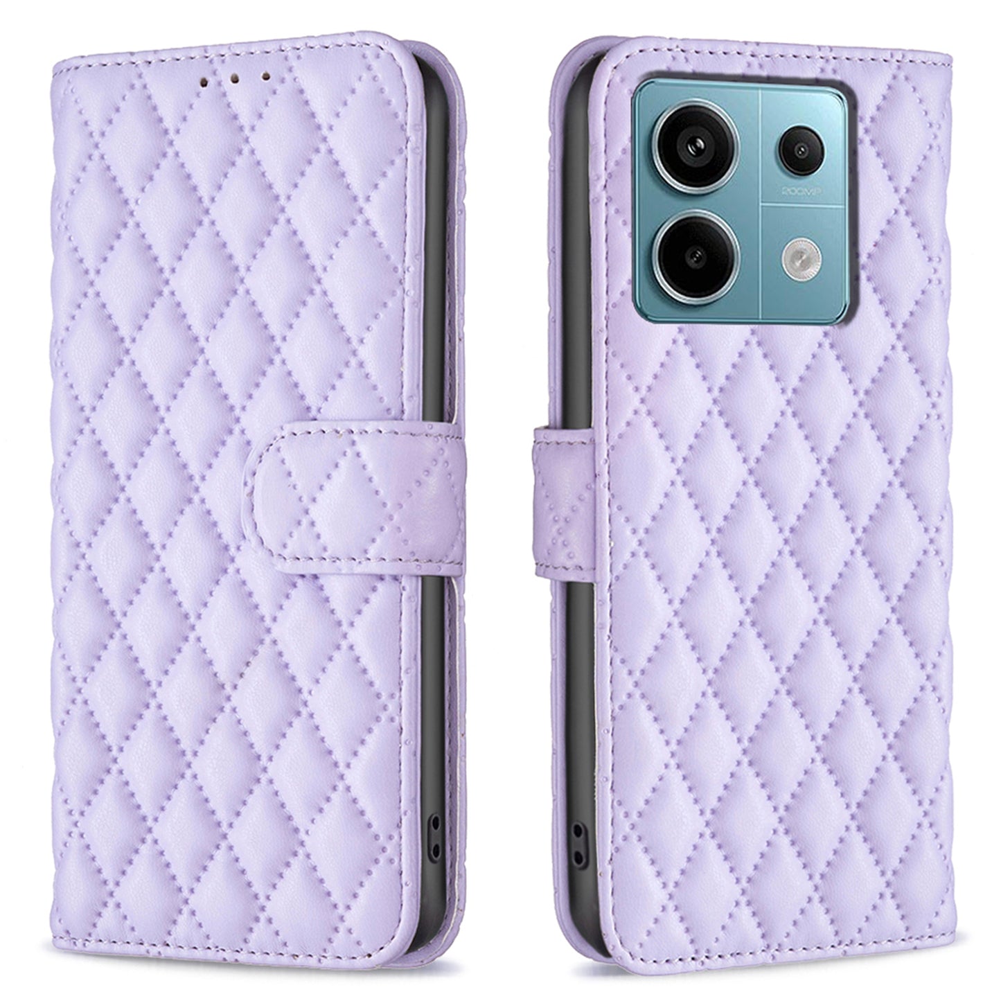 BINFEN COLOR BF Style-14 For Xiaomi Redmi Note 13 Pro 4G / Poco M6 Pro 4G Case Magnetic Protect Leather Phone Cover - Purple