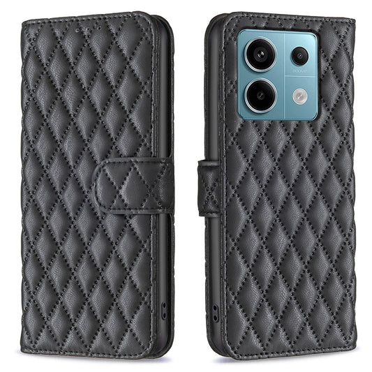 BINFEN COLOR BF Style-14 For Xiaomi Redmi Note 13 Pro 4G / Poco M6 Pro 4G Case Magnetic Protect Leather Phone Cover - Black