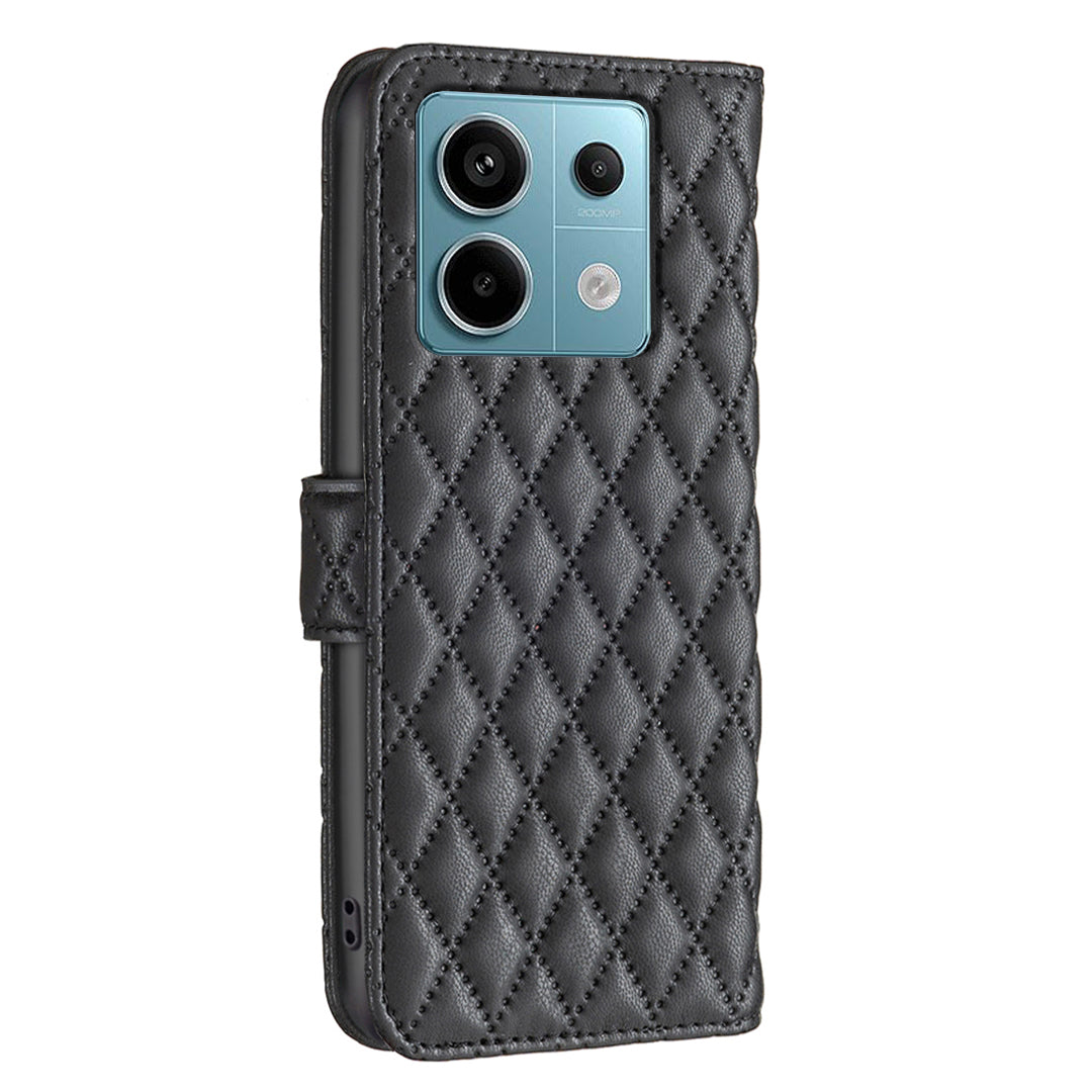 BINFEN COLOR BF Style-14 For Xiaomi Redmi Note 13 Pro 4G / Poco M6 Pro 4G Case Magnetic Protect Leather Phone Cover - Black
