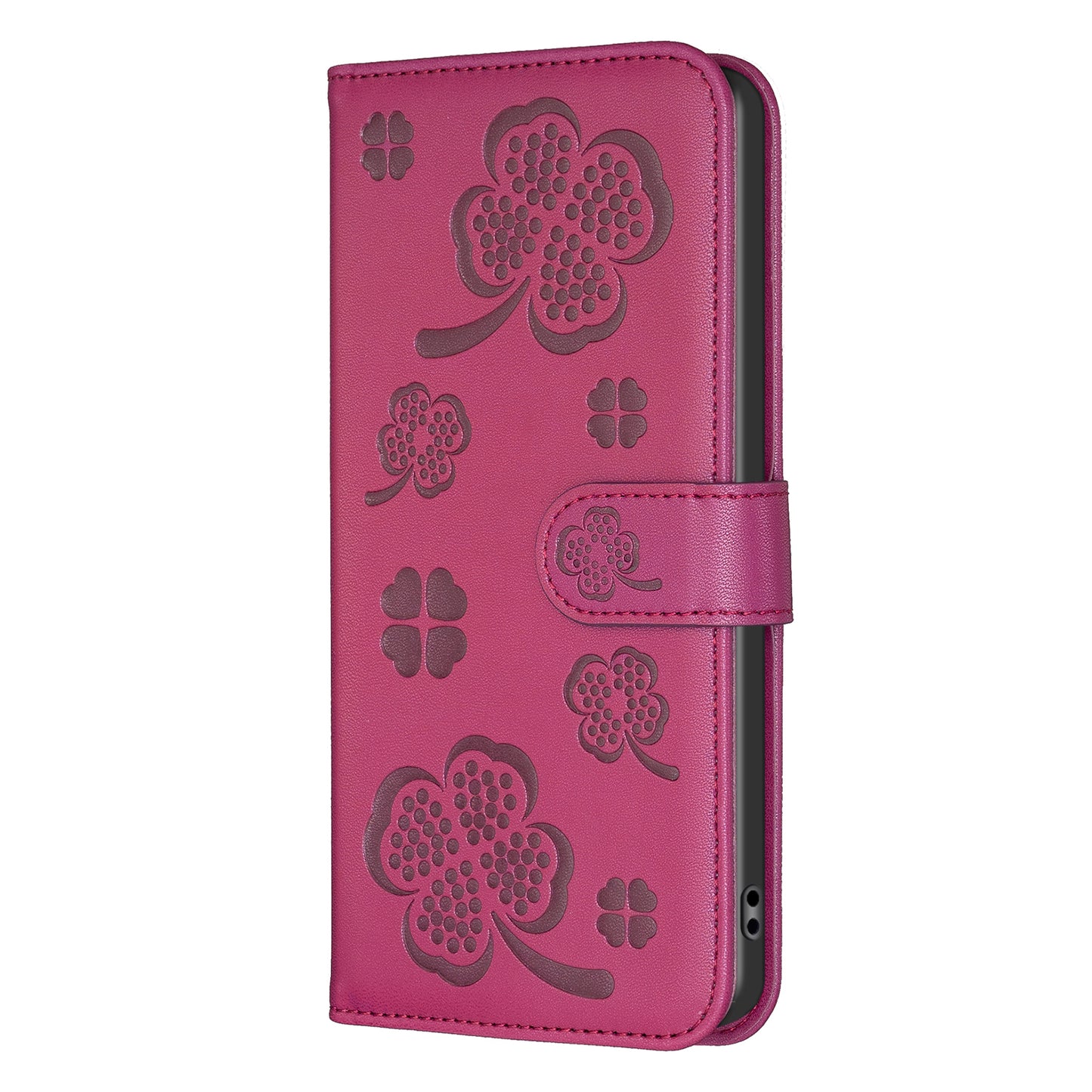 For Xiaomi Redmi Note 13 Pro 4G / Poco M6 Pro 4G Case Clover Pattern Magnetic Buckle Flip Phone Cover - Rose
