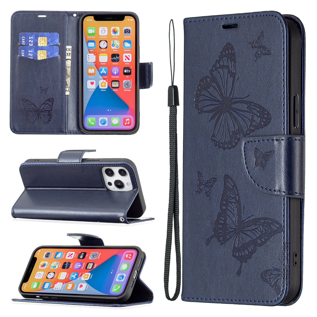 For Xiaomi Redmi Note 13 Pro 4G / Poco M6 Pro 4G Leather Case Butterfly Pattern Magnetic Folio Phone Cover - Blue