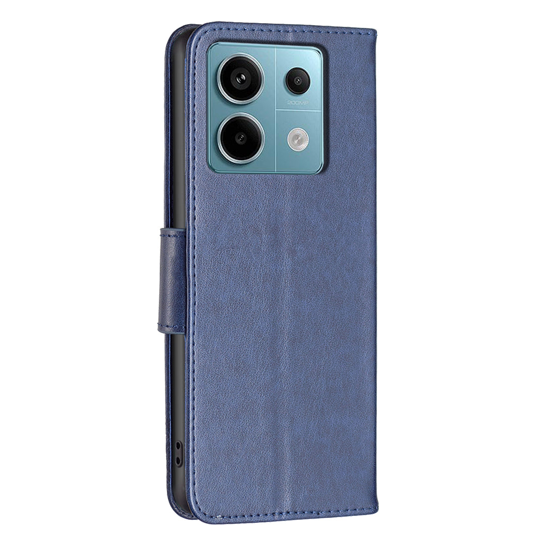 For Xiaomi Redmi Note 13 Pro 4G / Poco M6 Pro 4G Leather Case Butterfly Pattern Magnetic Folio Phone Cover - Blue