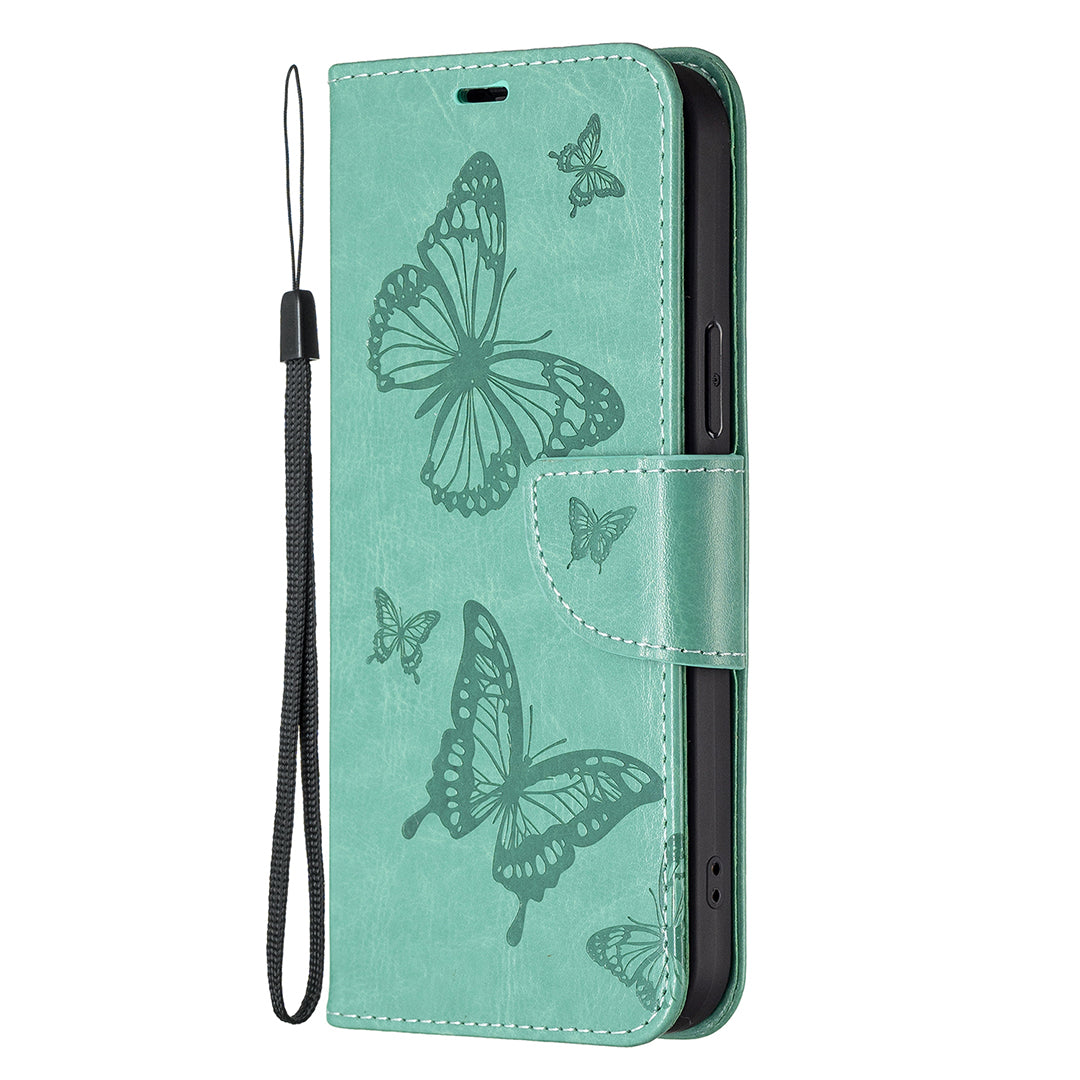 For Xiaomi Redmi Note 13 Pro 4G / Poco M6 Pro 4G Leather Case Butterfly Pattern Magnetic Folio Phone Cover - Green