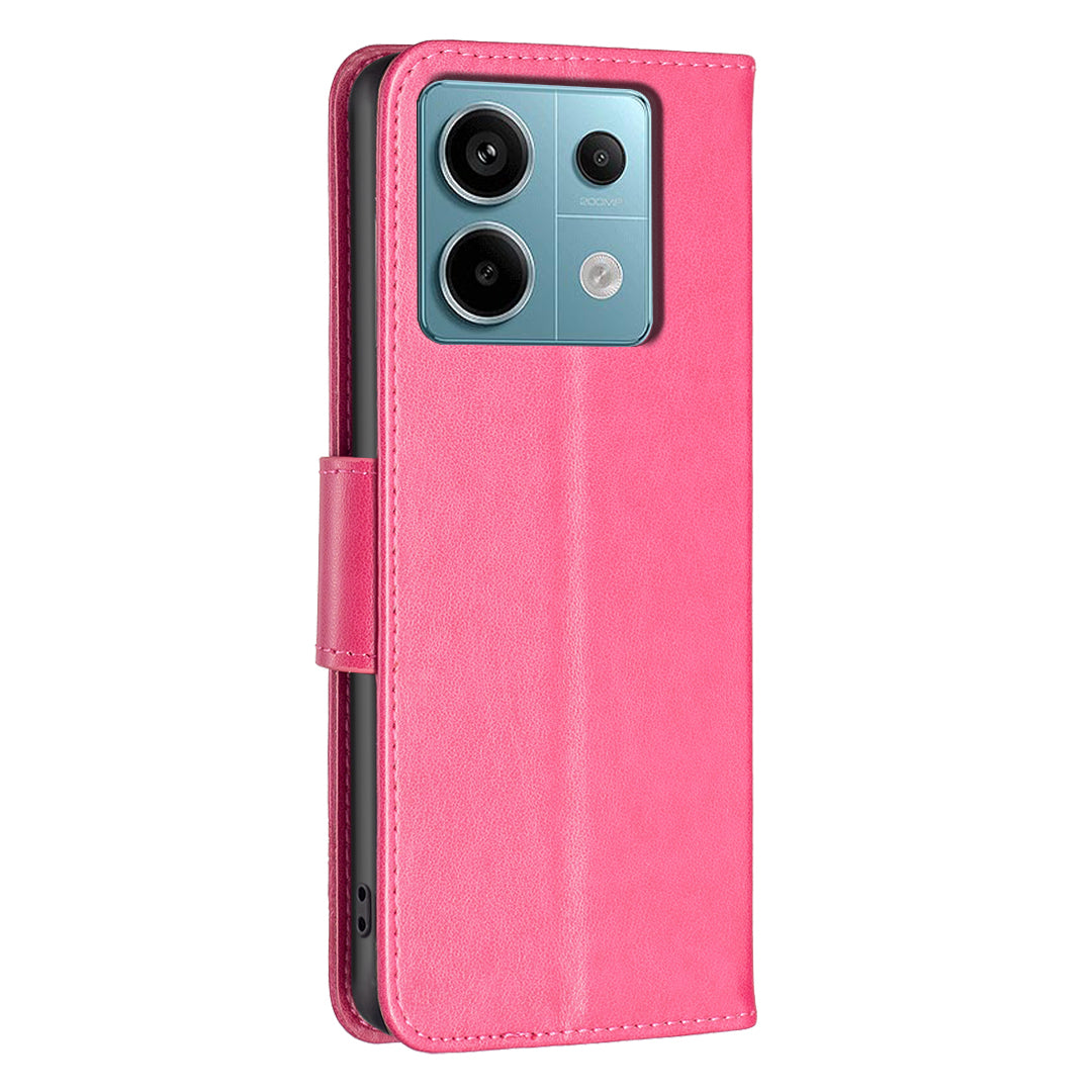 For Xiaomi Redmi Note 13 Pro 4G / Poco M6 Pro 4G Leather Case Butterfly Pattern Magnetic Folio Phone Cover - Rose