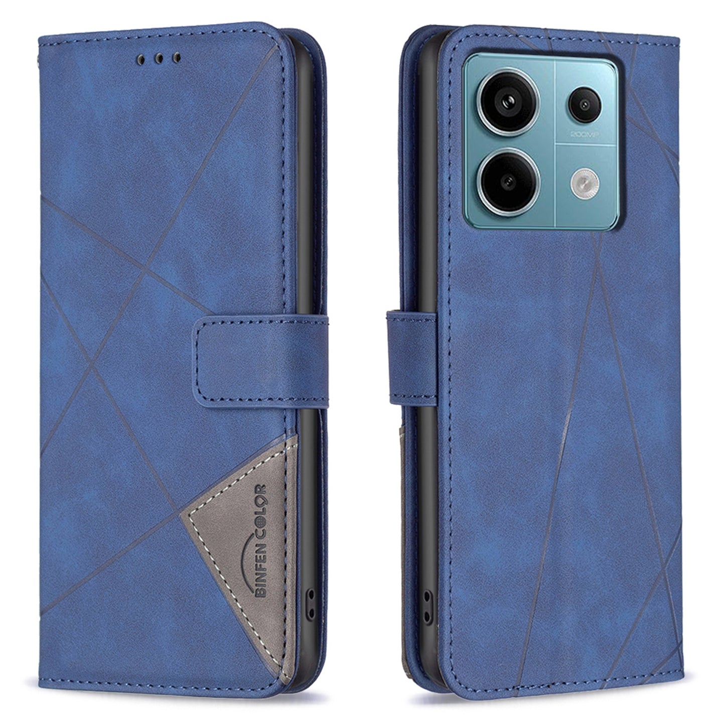BINFEN COLOR BF05 For Xiaomi Redmi Note 13 Pro 4G / Poco M6 Pro 4G Phone Case PU Leather Protective Cover Wallet - Blue