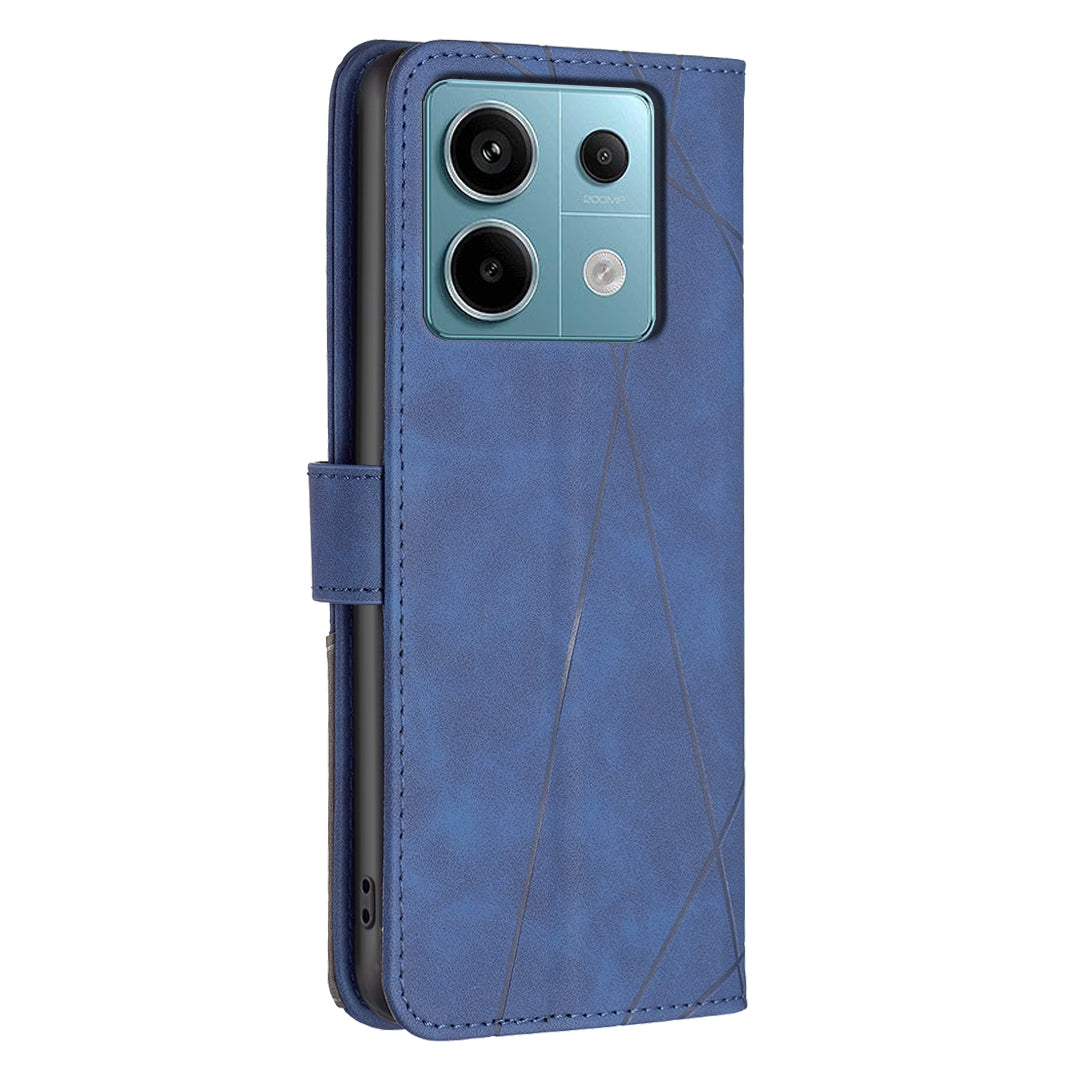 BINFEN COLOR BF05 For Xiaomi Redmi Note 13 Pro 4G / Poco M6 Pro 4G Phone Case PU Leather Protective Cover Wallet - Blue