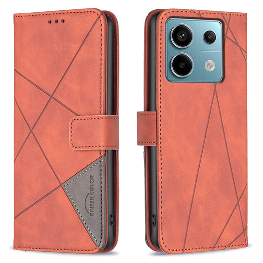 BINFEN COLOR BF05 For Xiaomi Redmi Note 13 Pro 4G / Poco M6 Pro 4G Phone Case PU Leather Protective Cover Wallet - Brown