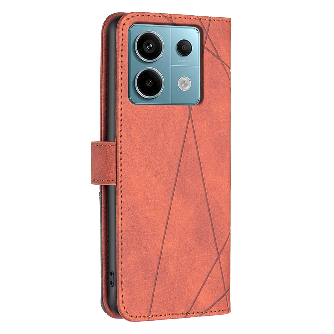 BINFEN COLOR BF05 For Xiaomi Redmi Note 13 Pro 4G / Poco M6 Pro 4G Phone Case PU Leather Protective Cover Wallet - Brown