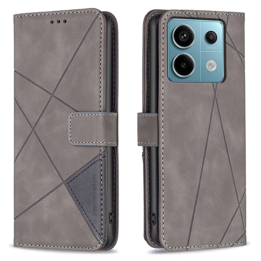 BINFEN COLOR BF05 For Xiaomi Redmi Note 13 Pro 4G / Poco M6 Pro 4G Phone Case PU Leather Protective Cover Wallet - Grey