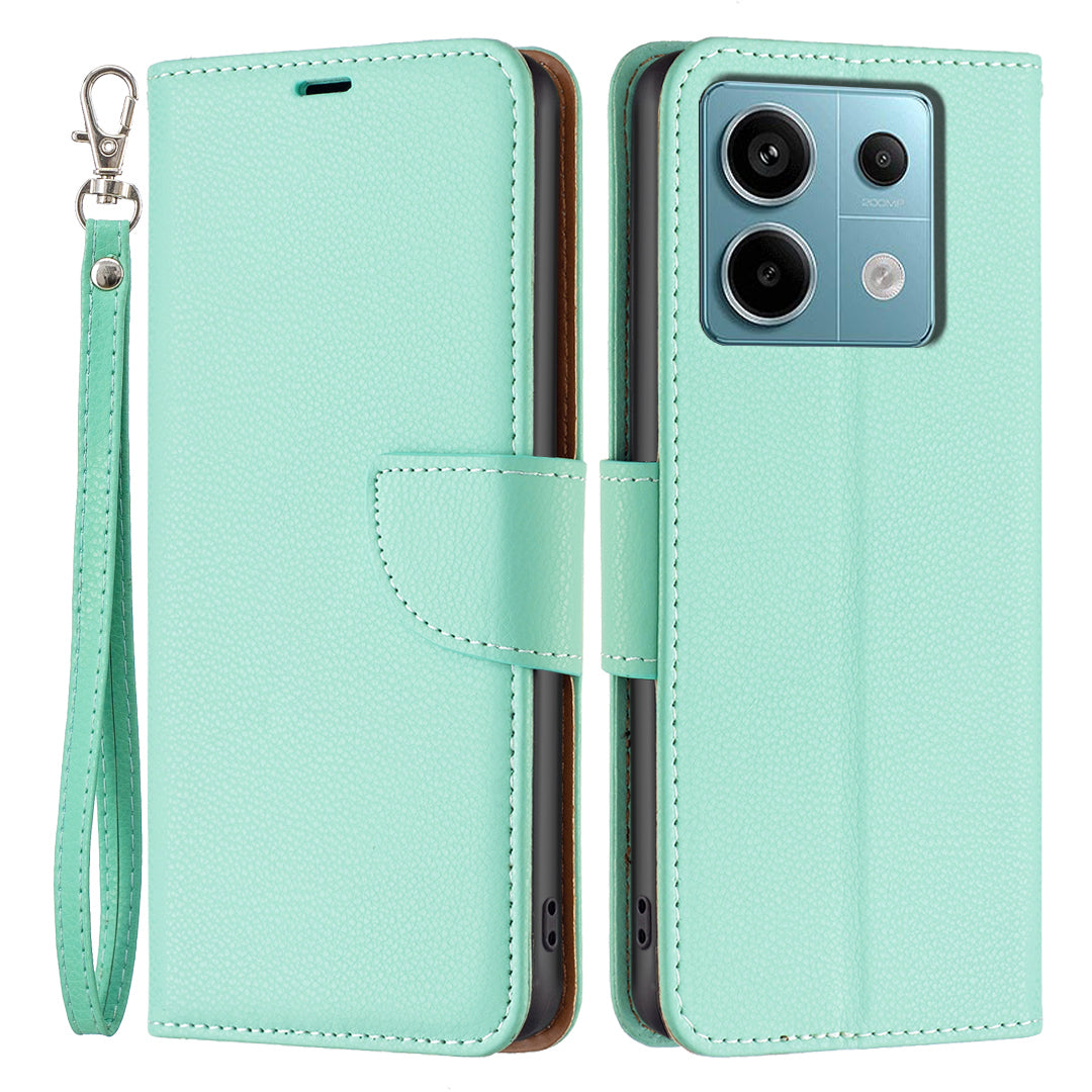 For Xiaomi Redmi Note 13 Pro 4G / Poco M6 Pro 4G Wallet Phone Case Litchi Texture Solid Color Cover - Green