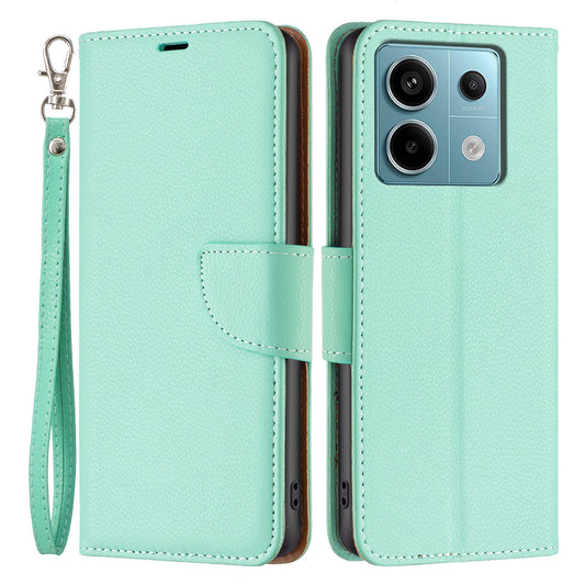 For Xiaomi Redmi Note 13 Pro 4G / Poco M6 Pro 4G Wallet Phone Case Litchi Texture Solid Color Cover - Green
