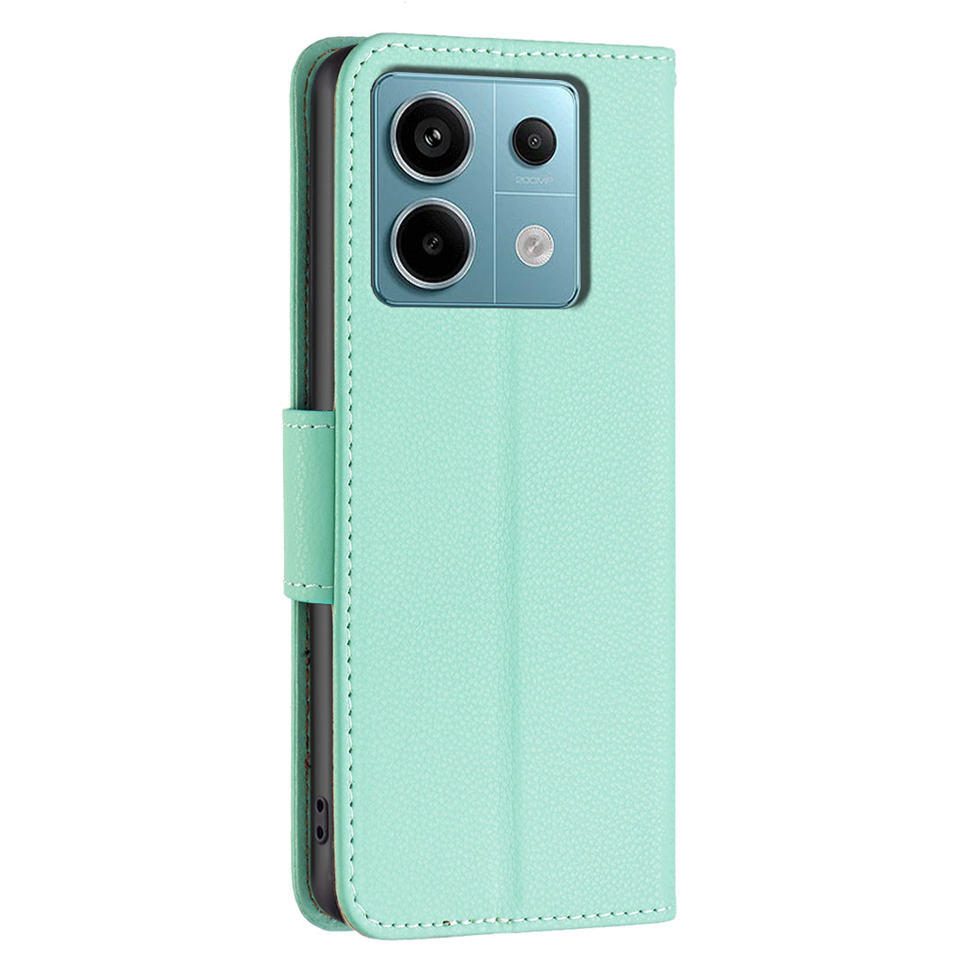 For Xiaomi Redmi Note 13 Pro 4G / Poco M6 Pro 4G Wallet Phone Case Litchi Texture Solid Color Cover - Green