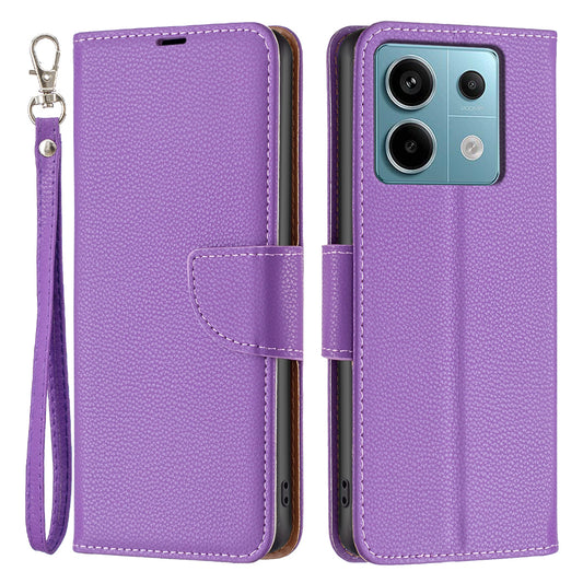 For Xiaomi Redmi Note 13 Pro 4G / Poco M6 Pro 4G Wallet Phone Case Litchi Texture Solid Color Cover - Purple