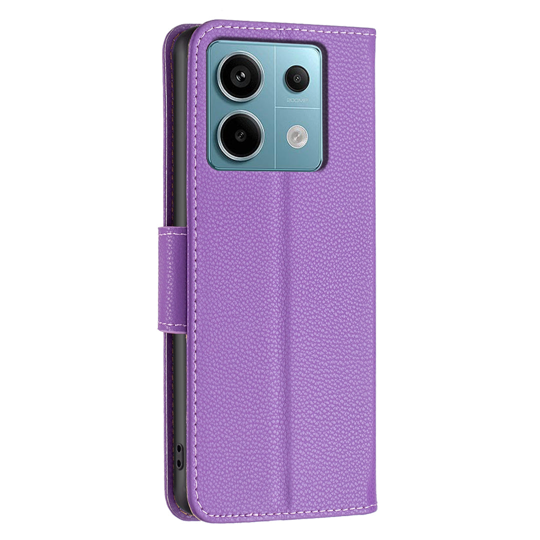 For Xiaomi Redmi Note 13 Pro 4G / Poco M6 Pro 4G Wallet Phone Case Litchi Texture Solid Color Cover - Purple