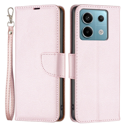 For Xiaomi Redmi Note 13 Pro 4G / Poco M6 Pro 4G Wallet Phone Case Litchi Texture Solid Color Cover - Rose Gold