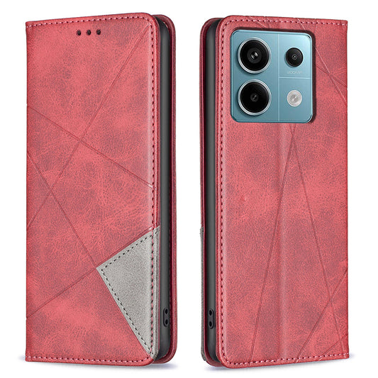 For Xiaomi Redmi Note 13 Pro 4G / Poco M6 Pro 4G Case PU Leather Card Slots Flip Phone Cover - Red