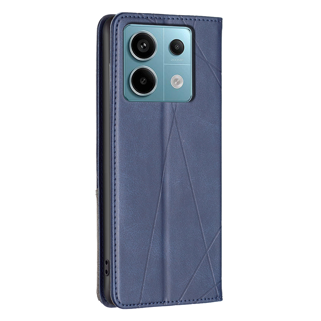 For Xiaomi Redmi Note 13 Pro 4G / Poco M6 Pro 4G Case PU Leather Card Slots Flip Phone Cover - Blue