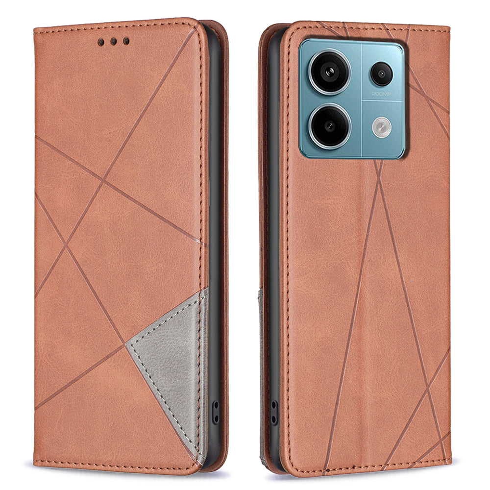 For Xiaomi Redmi Note 13 Pro 4G / Poco M6 Pro 4G Case PU Leather Card Slots Flip Phone Cover - Brown