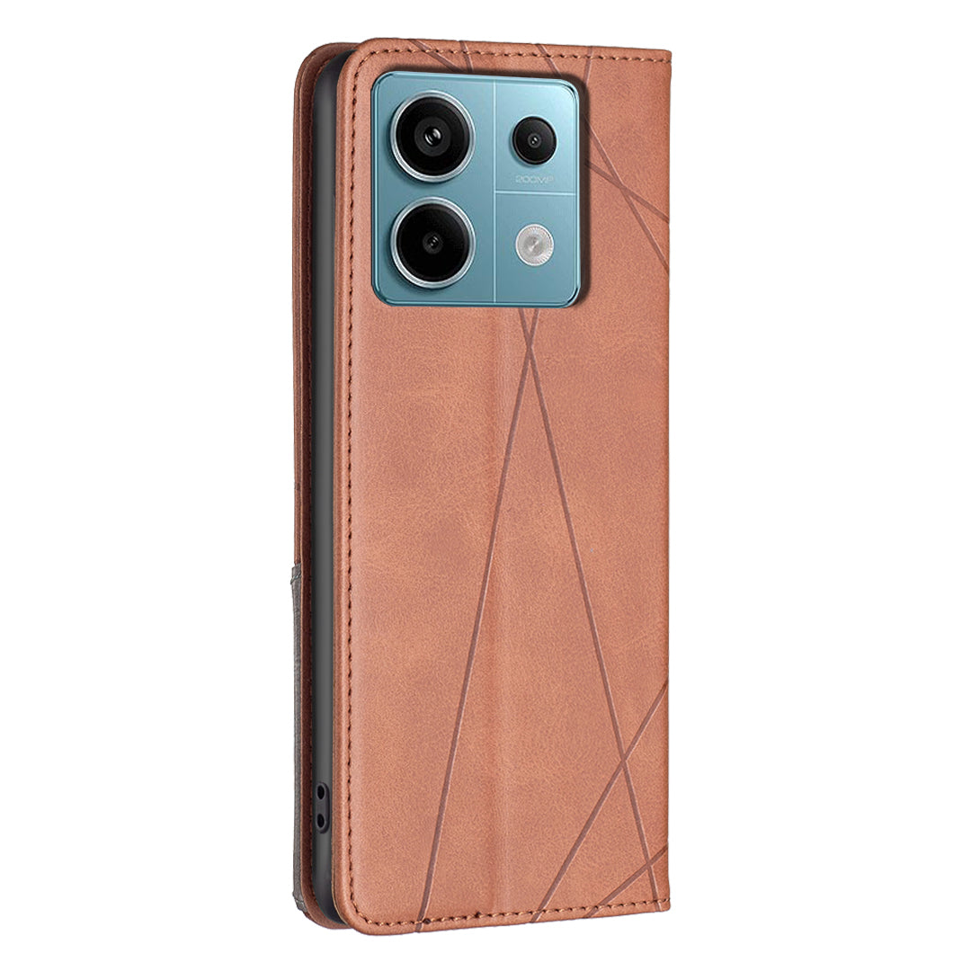 For Xiaomi Redmi Note 13 Pro 4G / Poco M6 Pro 4G Case PU Leather Card Slots Flip Phone Cover - Brown
