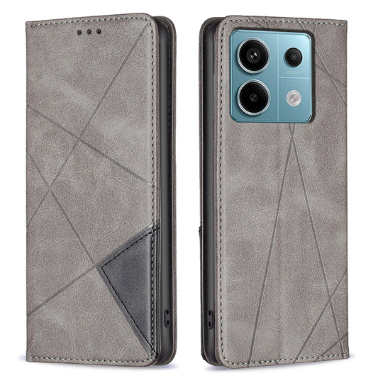 For Xiaomi Redmi Note 13 Pro 4G / Poco M6 Pro 4G Case PU Leather Card Slots Flip Phone Cover - Grey