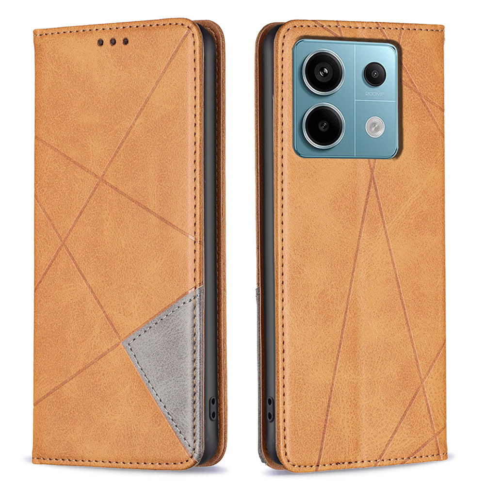 For Xiaomi Redmi Note 13 Pro 4G / Poco M6 Pro 4G Case PU Leather Card Slots Flip Phone Cover - Yellow