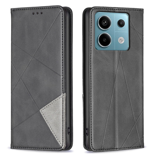 For Xiaomi Redmi Note 13 Pro 4G / Poco M6 Pro 4G Case PU Leather Card Slots Flip Phone Cover - Black