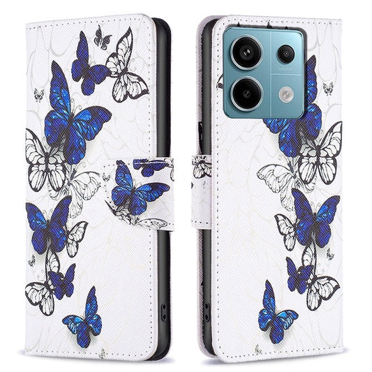 For Xiaomi Redmi Note 13 Pro 4G / Poco M6 Pro 4G Protective Folio Case Pattern Printing Leather Cover - Butterflies