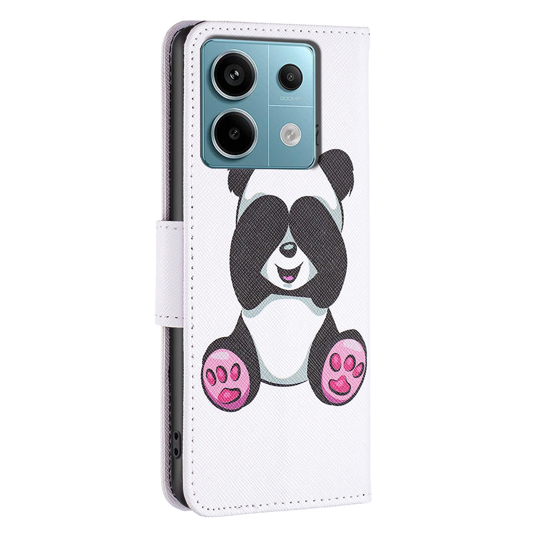For Xiaomi Redmi Note 13 Pro 4G / Poco M6 Pro 4G Protective Folio Case Pattern Printing Leather Cover - Panda
