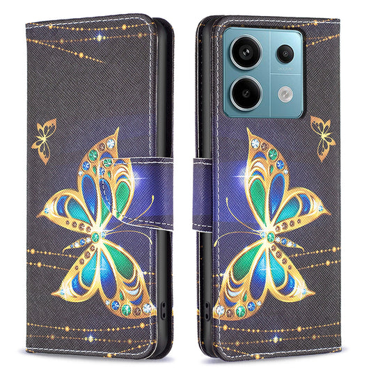 For Xiaomi Redmi Note 13 Pro 4G / Poco M6 Pro 4G Protective Folio Case Pattern Printing Leather Cover - Jewelry Butterfly