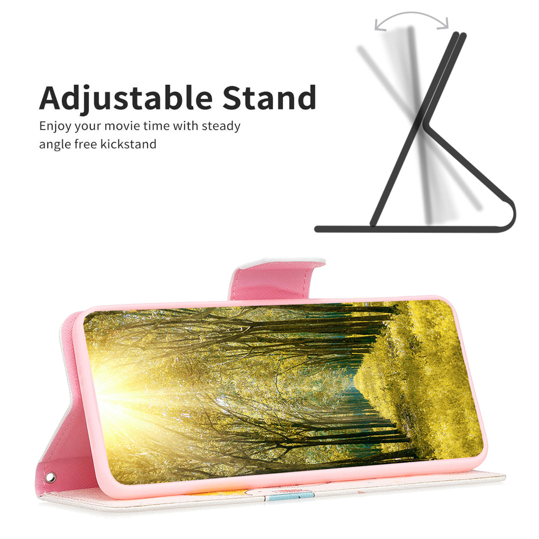 For Xiaomi Redmi Note 13 Pro 4G / Poco M6 Pro 4G Protective Folio Case Pattern Printing Leather Cover - Umbrella and Elephant