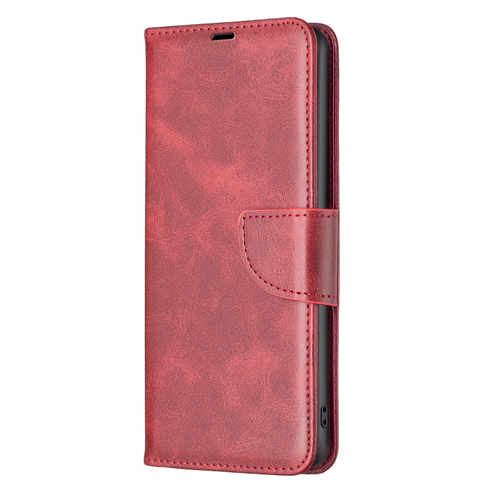 For Xiaomi Redmi Note 13 Pro 4G / Poco M6 Pro 4G Leather Case Stand View Folio Flip Phone Cover - Red
