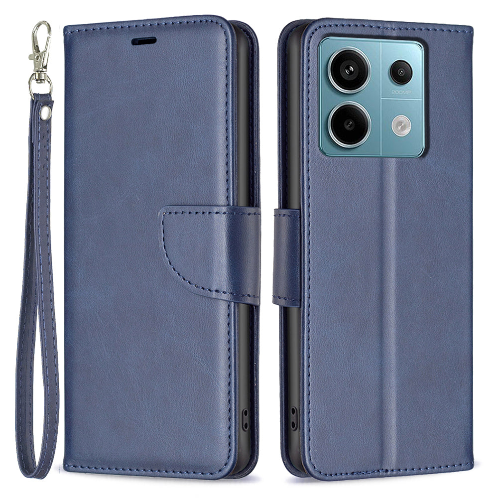For Xiaomi Redmi Note 13 Pro 4G / Poco M6 Pro 4G Leather Case Stand View Folio Flip Phone Cover - Blue