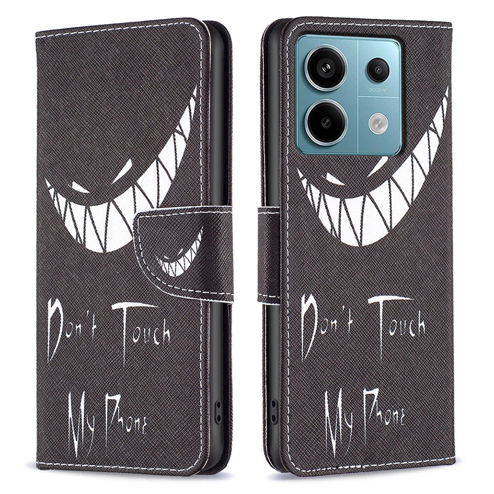 For Xiaomi Redmi Note 13 Pro 4G / Poco M6 Pro 4G Flip Wallet Phone Case Pattern Printing Leather Cover - Don&#39;t Touch My Phone