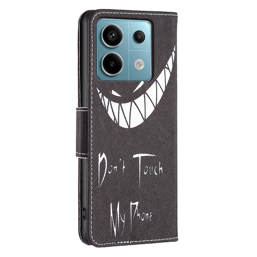For Xiaomi Redmi Note 13 Pro 4G / Poco M6 Pro 4G Flip Wallet Phone Case Pattern Printing Leather Cover - Don&#39;t Touch My Phone