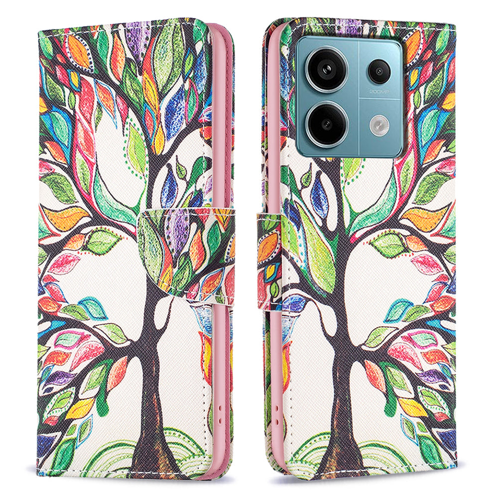 For Xiaomi Redmi Note 13 Pro 4G / Poco M6 Pro 4G Flip Wallet Phone Case Pattern Printing Leather Cover - Life Tree