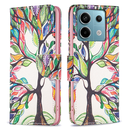For Xiaomi Redmi Note 13 Pro 4G / Poco M6 Pro 4G Flip Wallet Phone Case Pattern Printing Leather Cover - Life Tree