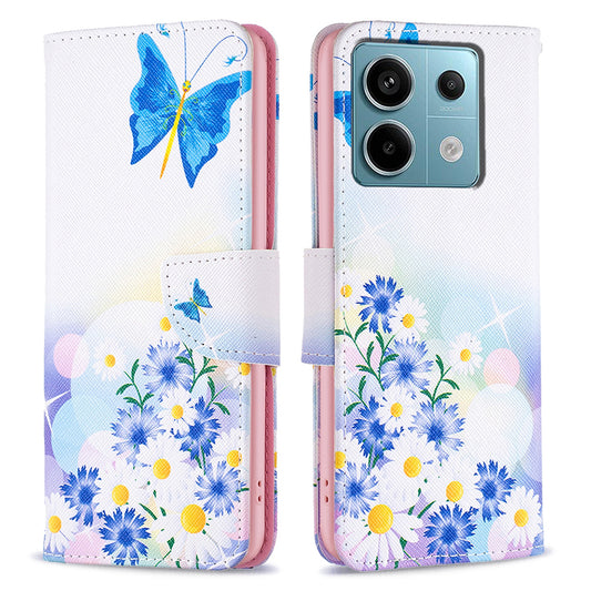 For Xiaomi Redmi Note 13 Pro 4G / Poco M6 Pro 4G Flip Wallet Phone Case Pattern Printing Leather Cover - Butterfly and Flowers