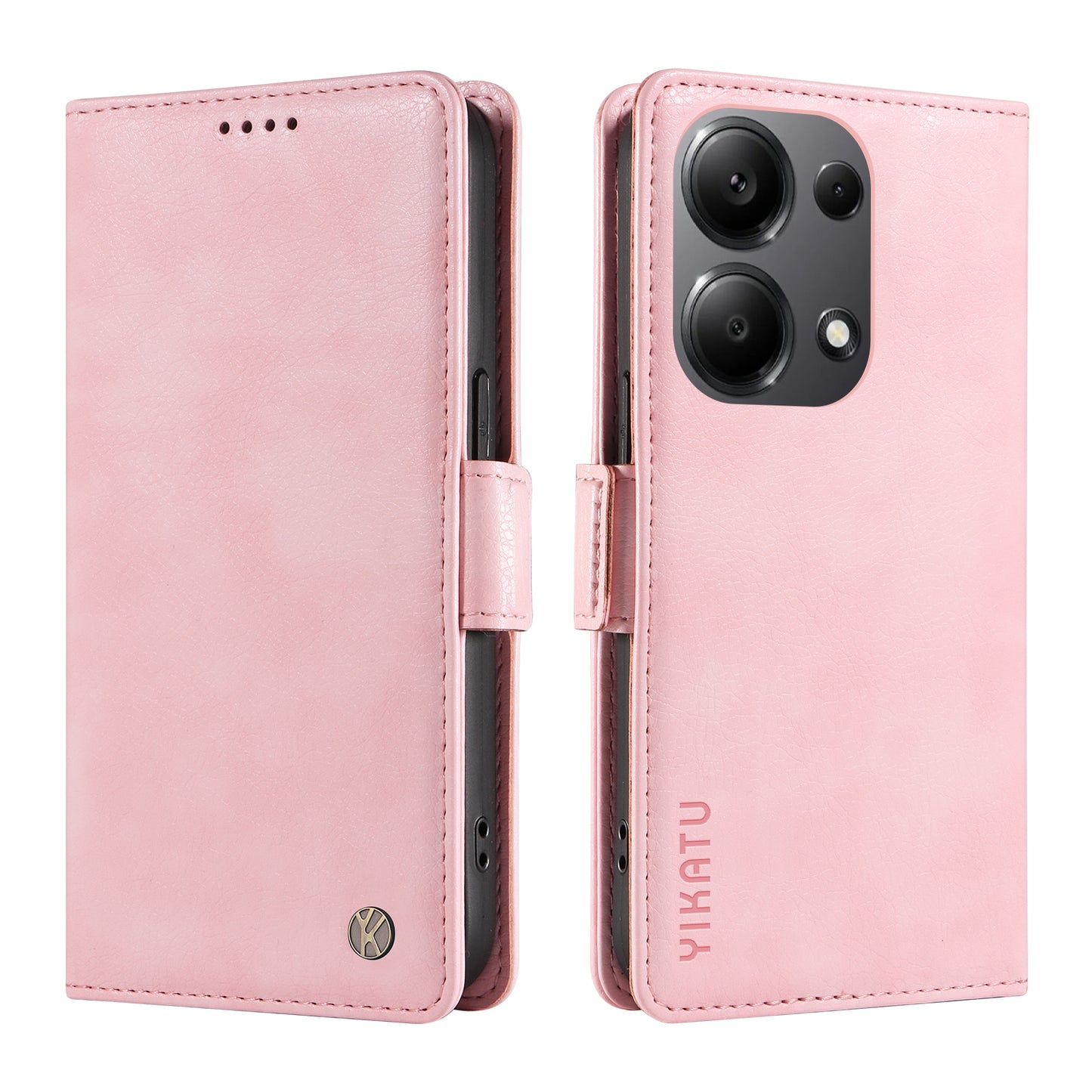 YIKATU YK-007 For Xiaomi Redmi Note 13 Pro 4G / Poco M6 Pro 4G Case Wallet Leather Phone Cover - Pink