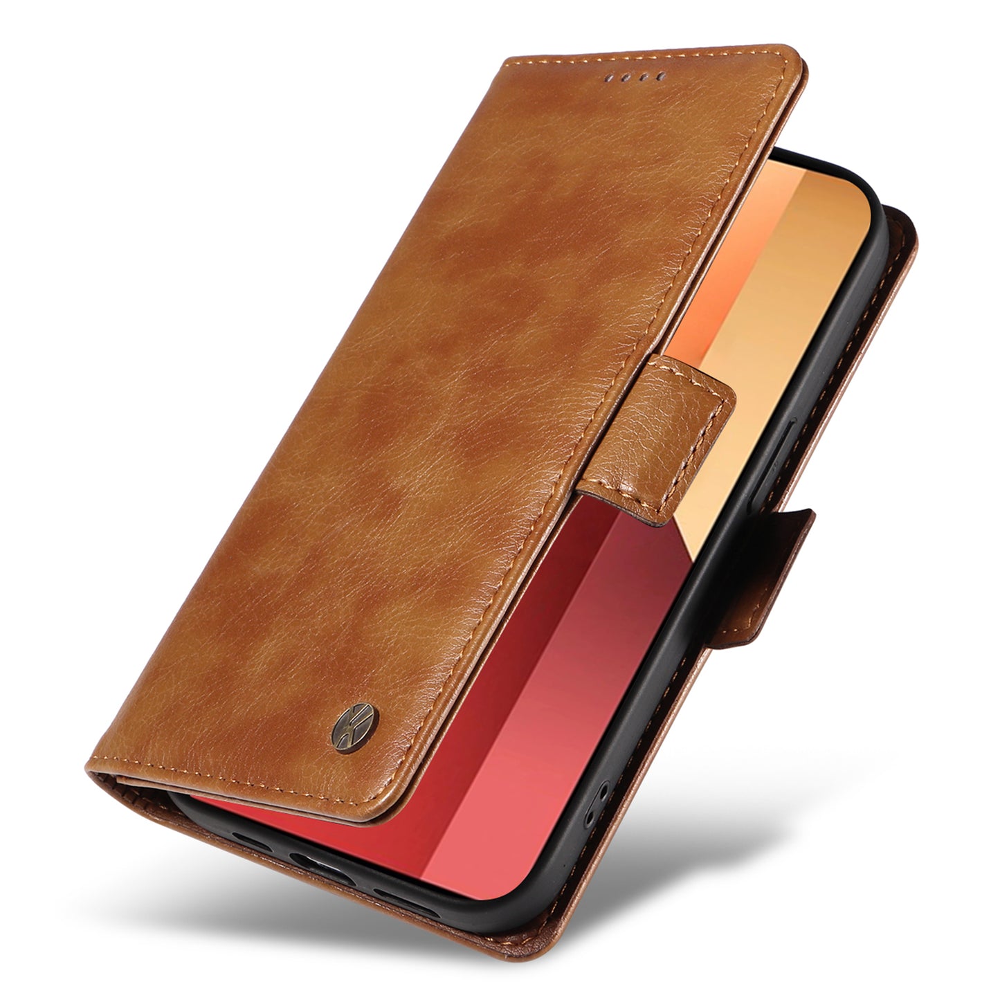 YIKATU YK-007 For Xiaomi Redmi Note 13 Pro 4G / Poco M6 Pro 4G Case Wallet Leather Phone Cover - Brown