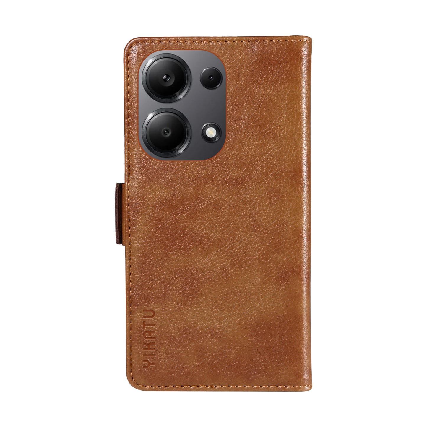 YIKATU YK-007 For Xiaomi Redmi Note 13 Pro 4G / Poco M6 Pro 4G Case Wallet Leather Phone Cover - Brown