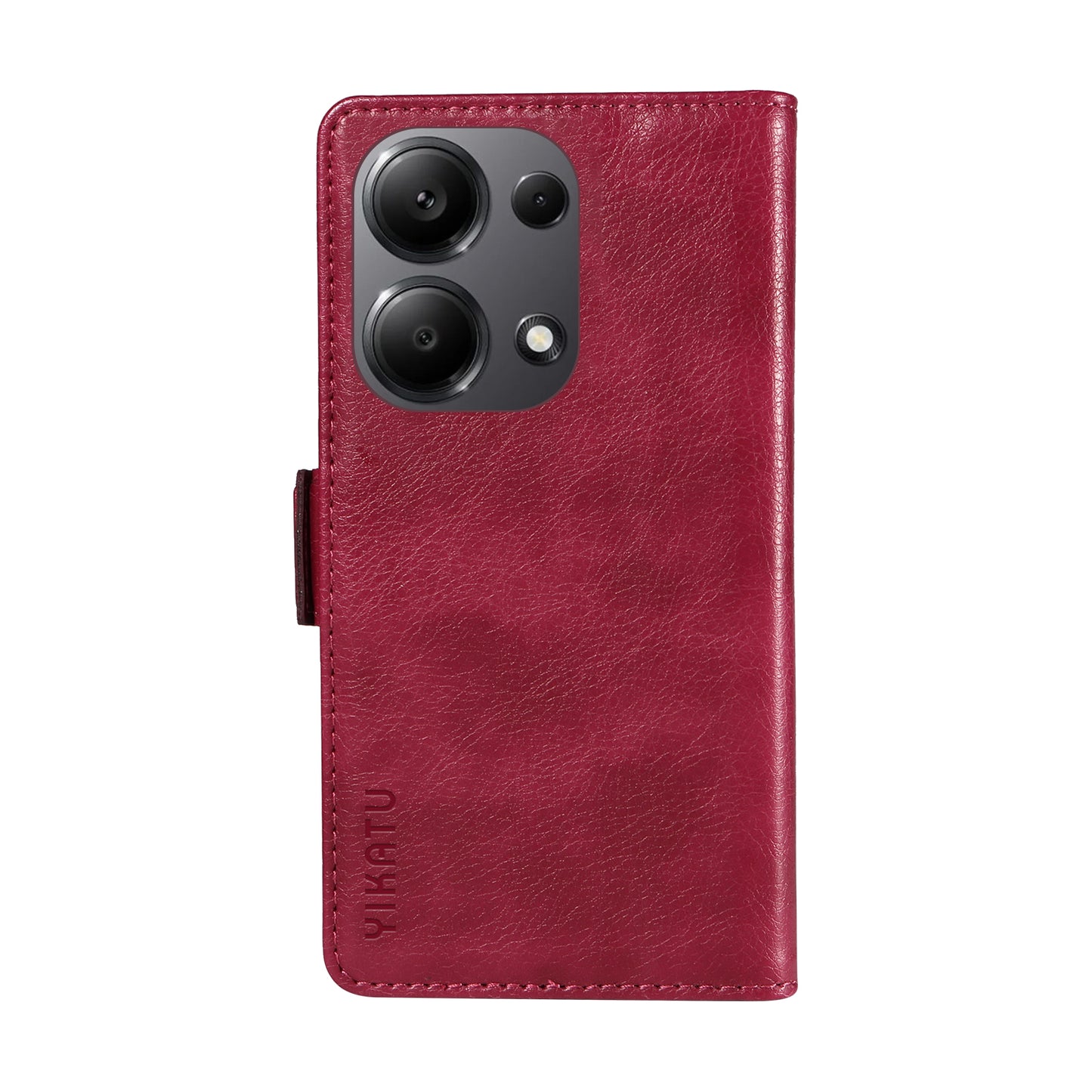 YIKATU YK-007 For Xiaomi Redmi Note 13 Pro 4G / Poco M6 Pro 4G Case Wallet Leather Phone Cover - Wine Red