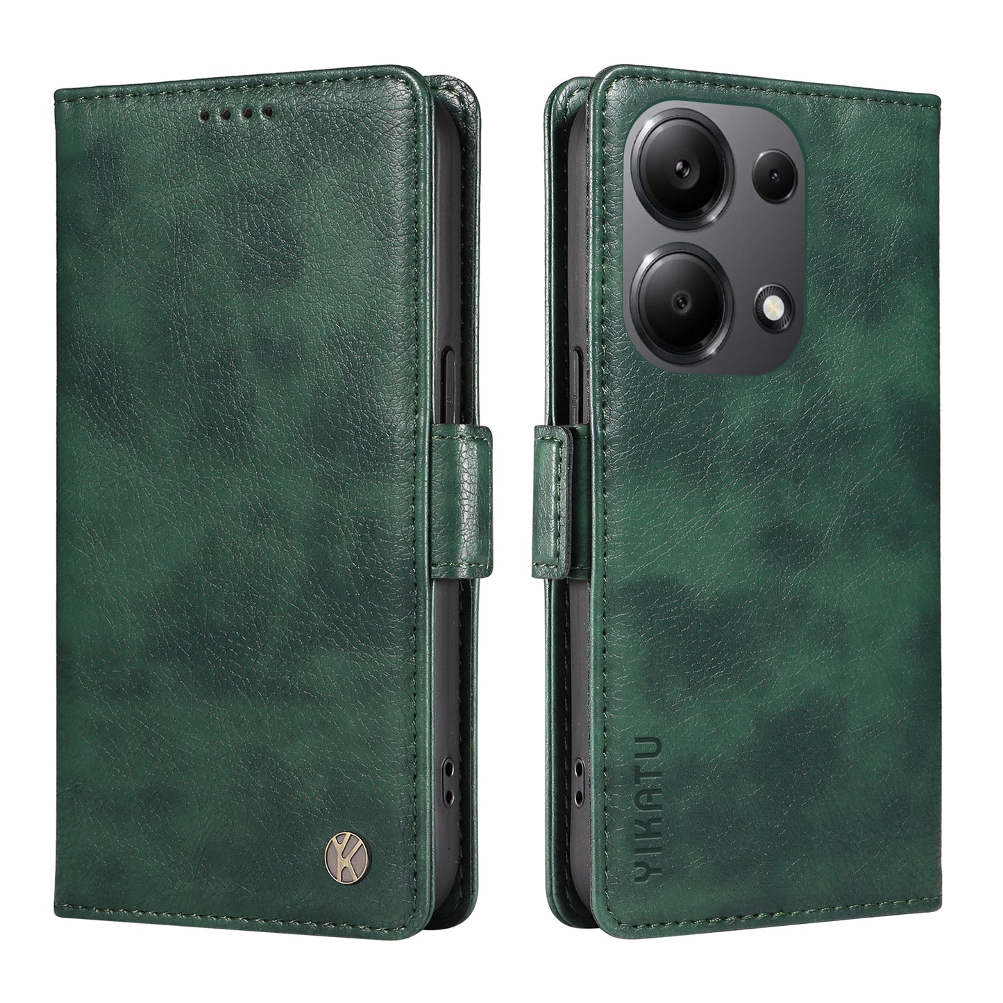 YIKATU YK-007 For Xiaomi Redmi Note 13 Pro 4G / Poco M6 Pro 4G Case Wallet Leather Phone Cover - Green